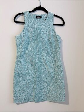 Kate Spade Saturday Sleeveless Shift Dress Size 4 Cotton Teal Print